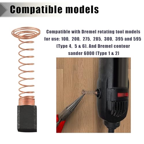 Motor Carbon Brush Compatible with Dremel 90930-05 Brush Repairing Part, Fits 100/200/275/285/300/395/410/595 (Type 4, 5 & 6) Models - 12Pack