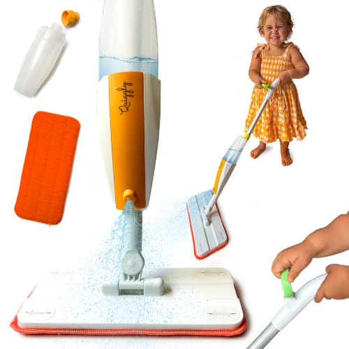 Quiggly Toddler Spray Mop for Kids - Real Water Sprayer, Two-Handed Design for Ages 3-5 - Montessori Functional Cleaning Toy