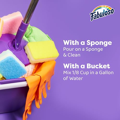 Fabuloso 2X Multi-Purpose Cleaner Bleach Alternative, No Rinse Floor Cleaner, Long-Lasting Freshness, Spring Fresh Scent, 56 fl oz