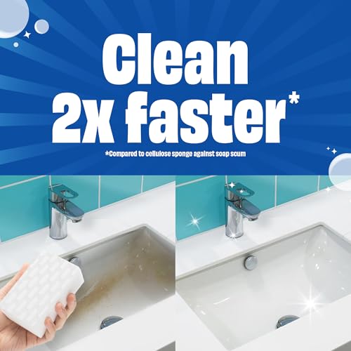 Scrubbing Bubbles Easy Clean Quick Eraser, Multipurpose Durable Bathroom Cleaner Sponge for Shower and Tub Tiles, Sinks, Faucets, Counters, Toilets, Glass Doors & More, 8 Pack Case (32 Erasers Total)