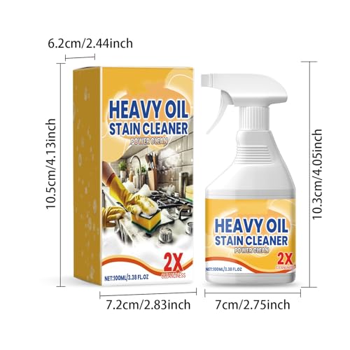 Kitchen Heavy Oil Cleaner Spray,3.38 Oz All Purpose Kitchens Heavy Oil Cleaning Agent, Grease Remover,Kitchen Degreasing Cleaning Spray for Stove,Oven,Dishwasher,Appliances (1PC With 2 Sponge)