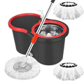 Spin Mop and Bucket with Wringer Set, 360° Spinning Mop Bucket System with 3 Microfiber Mop Replacement Heads and 61" Stainless Steel Adjustable Handle for Floor Cleaning