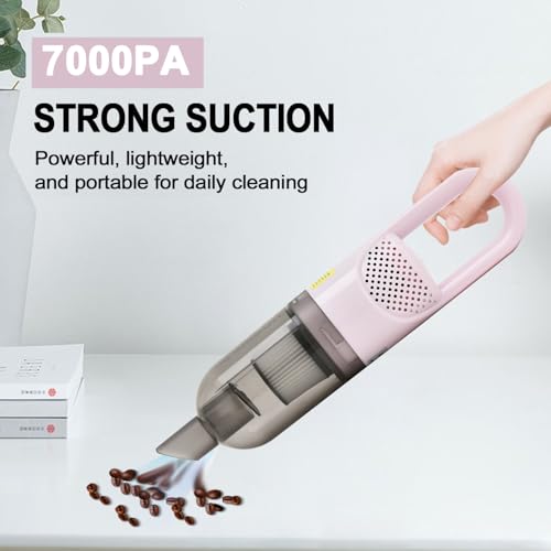 SIPPON 6-in-1 Lightweight Stick Vacuum Cleaner with 100W Powerful Motor, Mini Portable Household Handheld Vacuum Cleaner for Domestic Hard Floors, Carpets and Pet Hair(Pink Cordless)