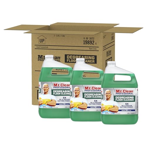 Mr. Clean PRO Degreasing Floor Cleaner, Bulk Liquid Concentrate for Removing Tough Grease and Oil Stains, Commercial Use, 1 gal (Case of 3)