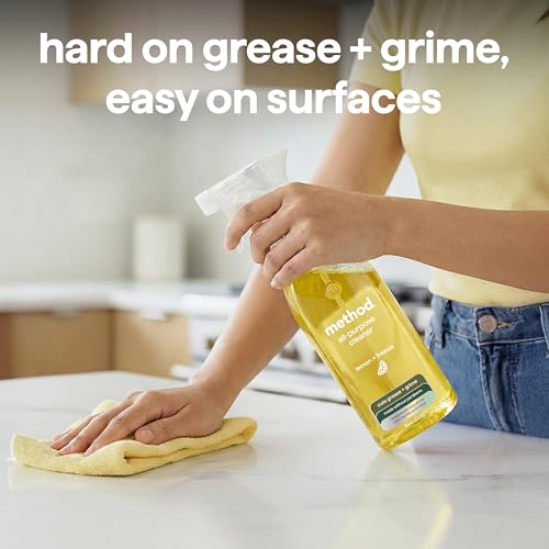 Method All-Purpose Cleaner Spray, Lemon + Freesia - Cuts Grease & Grime on Counters, Glass, Sealed Wood & Floors, for Kitchen & Bathroom, 28 fl oz, 4 pack