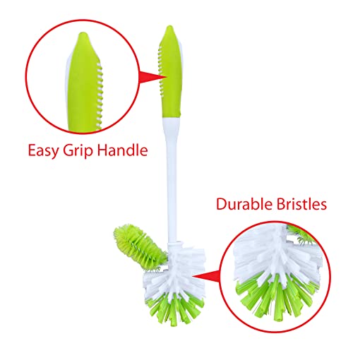 Pine-Sol Toilet Bowl Cleaner Brush with Holder | Heavy Duty Cleaning Wand with Under The Rim Scrubber, Non-Slip Handle, Storage Caddy | Bathroom Supplies, Yellow, Green
