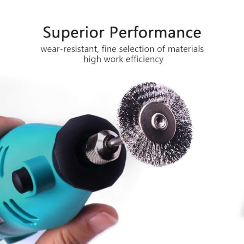 ATOPLEE Wire Wheel Brush Set,50pcs 1 Inch Mini Wire Wheel with 1/8 Inch Round Shank,Crimped Wire Brush Wheel for Rust Removal, Corrosion and Scrub Surfaces,for Drill Attachment