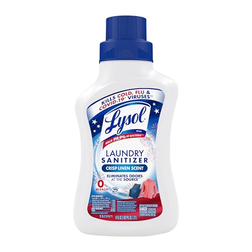 Lysol Disinfectant Laundry Sanitizer & Scent Booster, Laundry Detergent Additive, Color Safe Bleach Alternative, Laundry Odor Eliminator, Kills Bacteria & Viruses, Crisp Linen Scent, 41 Fl Oz Liquid