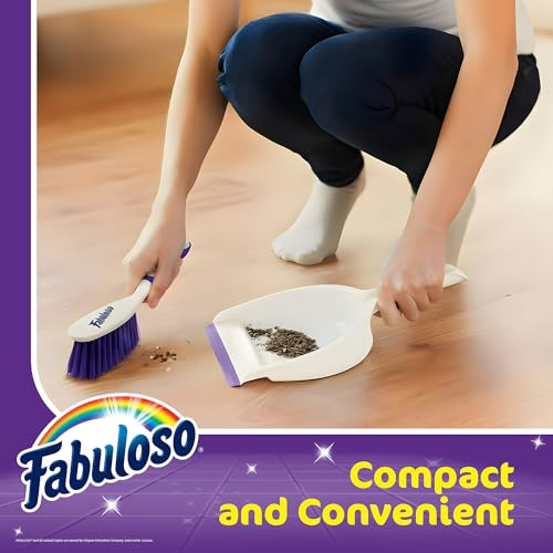 Fabuloso Brush and Dustpan Set Compact Hand Broom Floor Sweeper with Snap-Together Storage and Hanging Hole Quick Sweeping for Kitchen Bathroom Office and Car White and Purple Single Set