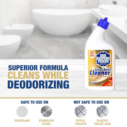 Bar Keepers Friend Toilet Bowl Cleaners (2 x 24 fl oz), Extra Thick & Fast-Acting Toilet & Bathroom Cleaner, Cleaning & Deodorizing, Removes Hard Water & Rust Stains, Grime & Odor, Bleach-Free