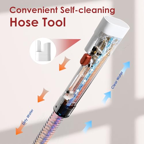 WURESE Portable Carpet Cleaner Machine, 15KPa Powerful Upholstery & Spot Cleaner for Pet Stains, Couches, Stairs & Car Seats – Handheld Deep Cleaner with Self‑Cleaning System & 2 Brushheads, Crimson