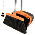 XXFLOWER Broom and Dustpan Set,Dustpans with Broom Combo for Home,Heavy Dust Broom and Dustpan Combo,Long Handle Dust Pan and Broom Set for Kitchen Office,Pet Hair(Brown Orange)