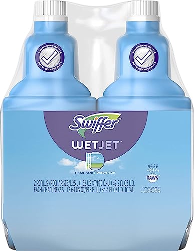 Swiffer Wetjet Hardwood Floor Mopping and Cleaning Solution Refills, All Purpose Cleaning Product, Open Window Fresh Scent, 1.25 Liter, 2 Pack (Packaging may vary)