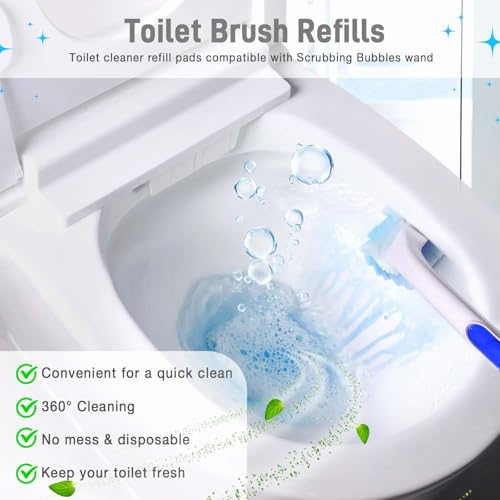CARZEXSUC Toilet Cleaner Refill Pads Ocean Scent Enhanced Odor Control 72 Count Scrubber Refill Clean Stains Disposable Toilet Brush Refill for Toilet and Bathroom