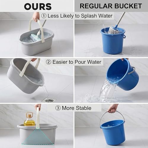 Haundry 4.5 Gallon Cleaning Bucket, Good Grips Household Mop Bucket for Cleaning Supplies, Cleaning Caddy Organizer Basket with Handle, 17.1L, Grey