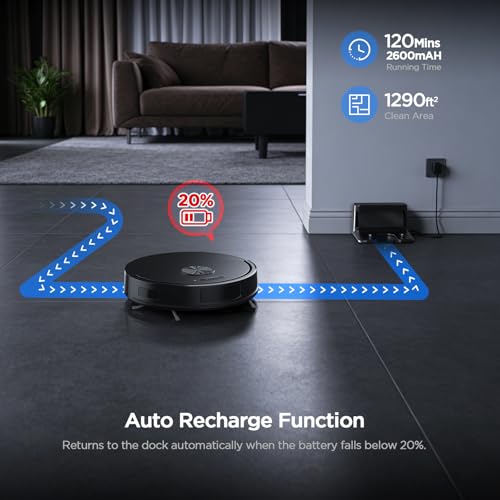 UMMUND Robot Vacuum and Mop Combo, 8000Pa Strong Suction 2 in 1 Vacuum Robot with Mopping, with Schedule, Wi-Fi/App/Remote, Self-Charging, Slim, Ideal for Hard Floor, Pet Hair, Low-Pile Carpet