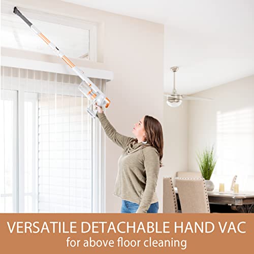 Kenmore DS4030 21.6V Cordless Stick Vacuum with EasyReach Wand, Lightweight Cleaner with 2-Speed Power Control, LED Headlight, Converts to Handheld for Hardwood Floors, Carpet & Pet Hair, Orange
