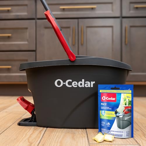 O-Cedar PACS Floor Cleaner, Crisp Citrus Scent – 10 Count | Enzyme-Powered Pods for Streak-Free Cleaning on Wood, Tile & Laminate Floors