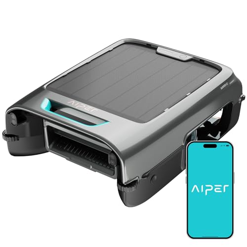 AIPER EcoSurfer S2 Solar Powered Pool Surface Skimmer Robot with APP Support, 24/7 Continuous Cleaning, Dual Charging Modes, Smart Obstacle Avoidance, 150-um Filtration, OTA Upgrade, Gray