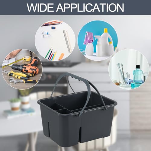 Ysmiltion Plastic Cleaning Caddy Organizer with Handle, Carry Caddy for Cleanig Supplies, Deep Grey