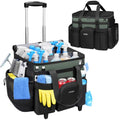 Ytonet Cleaning Caddy with Wheels, Extra Large Rolling Cleaning Caddy Bag with Detachable Trolley for Housekeepers, Water Resistant Cleaner Supplies Organizer with Wheels for Kitchen, Tool Organizer