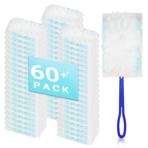 60 Count Disposable Duster Refills for Cleaning, for Swiffer Duster Refill, Multi-Surface Dusting Refills, Dusting Furniture, Blinds, Ceiling Fans, Helps Remove Allergens