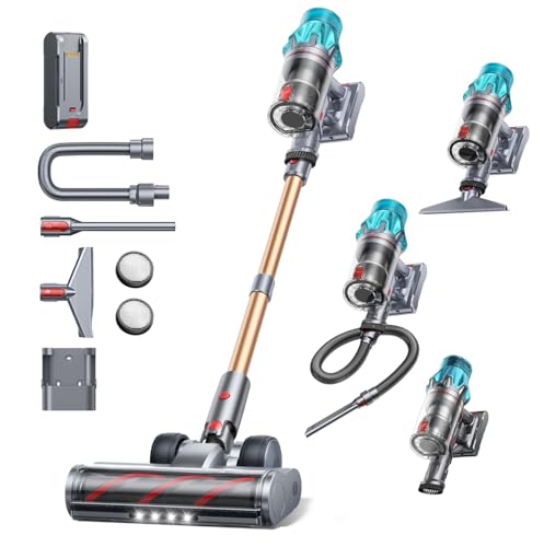 Cordless Vacuum Cleaner 650W/55Kpa, Stick Vacuum Cleaners 70 Mins Max Runtime with Charging Dock, Self-Standing Handheld Vacuum with Touch Display, 6-in-1 Vacuum Cleaner for Carpet/Hard Floor/Pet Hair