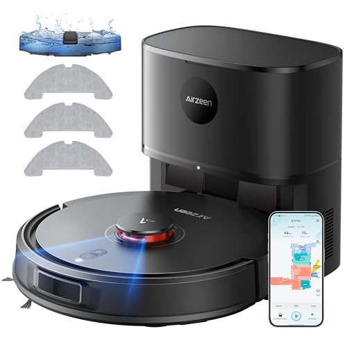 Robot Vacuum and Mop, Self-Emptying Robot Vacuum Cleaner with 6000Pa Suction, Laser Navigator with Smart Mapping Robotic Vacuums, 150Mins Runtime,Schedule,App Alexa Control for Carpet/Pet Hair,Q10 pro