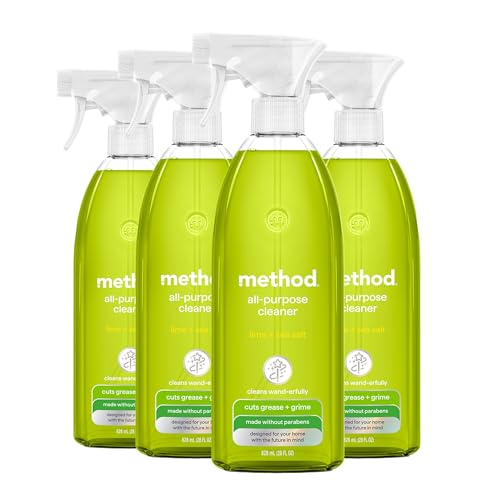 Method All-Purpose Cleaner Spray, Lime + Sea Salt - Cuts Grease & Grime on Counters, Glass, Sealed Wood & Floors, for Kitchen & Bathroom, 28 fl oz, 4 pack