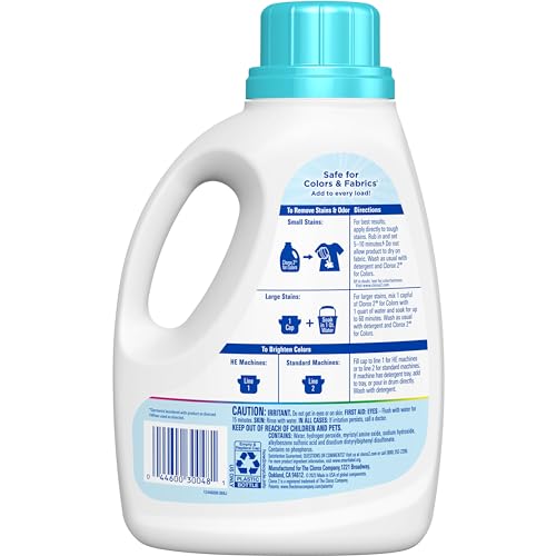 Clorox 2 for Colors Stain Remover & Laundry Additive, Free and Clear, 66 Fl Oz (Pack May Vary)