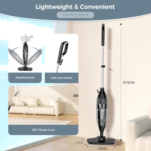 Seyomi Steam Mop, 12-in-1 Powerful Handheld Steam Cleaner Detachable Steam Mops for Floor Cleaning, 565ML Removable Tank, 23FT Power Cable, MultiPurpose Steamer for Hardwood, Tile, Grout, Furniture