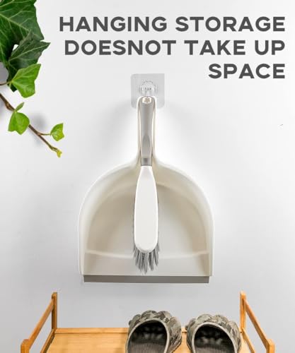 Dust Pan, Dustpan and Brush Set, Small Dust Pan and Brush Set, Hand Broom and Dustpan Set for Home, Handheld Angled Dust Pans and Brooms are Daily Cleaning Tools.Beige Brown