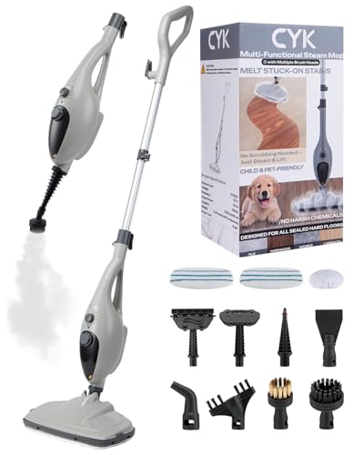 CYK Steam Mops for Floor Cleaning, 12 in 1 Handheld Steam Cleaner for Home, Floor Steamer for Hardwood Floors and Tile(Grey-grey)