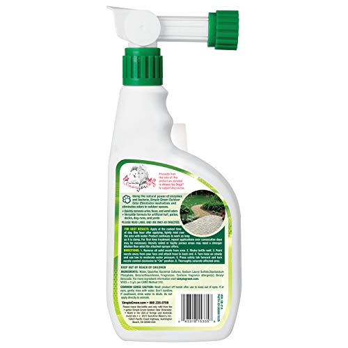 Simple Green Outdoor Odor Eliminator for Pets, Dogs, Ideal for Artificial Grass & Patio (32 oz Hose End Sprayer)