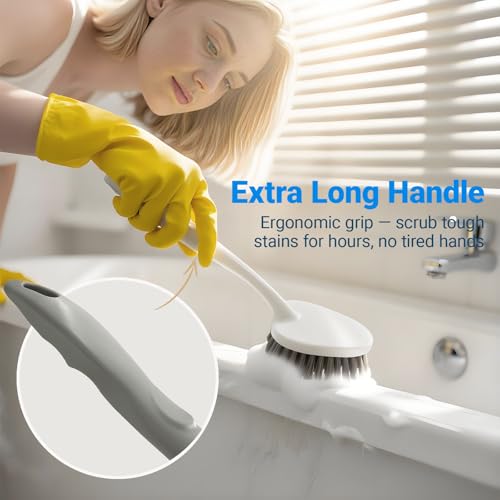 SSINBOANGI 2 Pack Heavy Duty Scrub Brush Set with Hard Bristle, Cleaning Brush Designed for Bathroom, Shower, Bathtub, Tub, Carpet, Floor, Grout, Tile