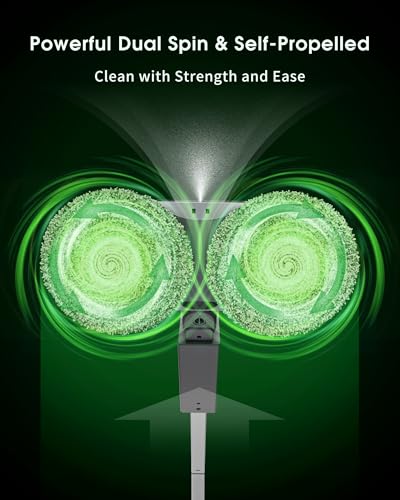 Cordless Electric Mop, Lightweight Electric Floor Mop with Detachable Water Tank, Water Sprayer & LED Headlights, Self-Propelled Floor Cleaner for Hardwood Tile Laminate Floor, Long-Lasting Battery