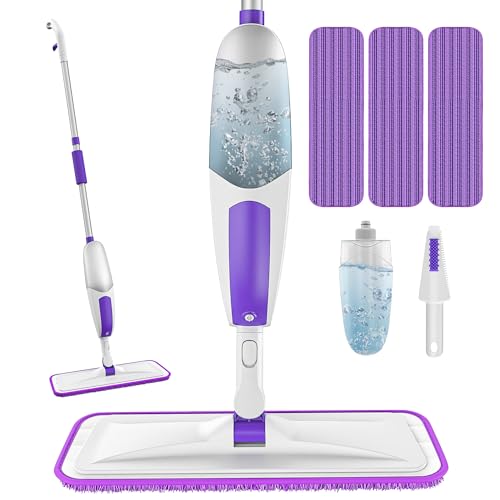 Microfiber Spray Mops for Floor Cleaning - SEVENMAX Dry Wet Floor Mop with Sprayer 3 Washable Pads fit Swiffer Powermop for Hardwood Laminate Tile Wood Vinyl Ceramic Home Kitchen Cleaning
