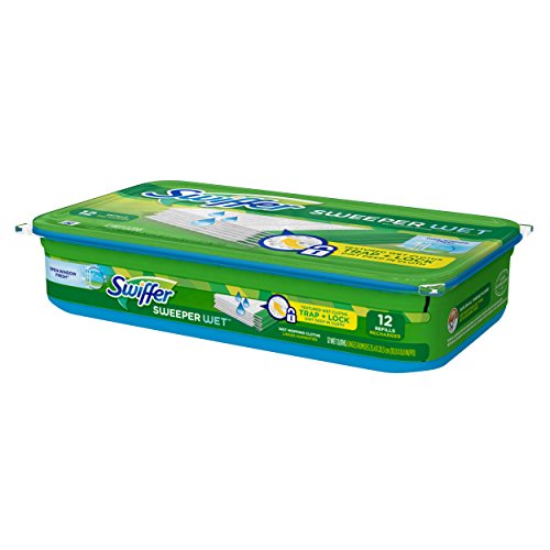 Swiffer Sweep + Mop, Wet Pads Refill, Floor Cleaner for Dirt, Dust, Hair, Cleaning Cloths for Mopping Home, Bathroom, Kitchen, All Purpose Multi-Surface Floor Wipes, Fresh, 12ct