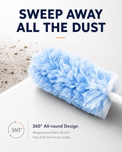 20 Count 360° Duster Refills with 1 Handle,Compatible with Swiffer Duster
