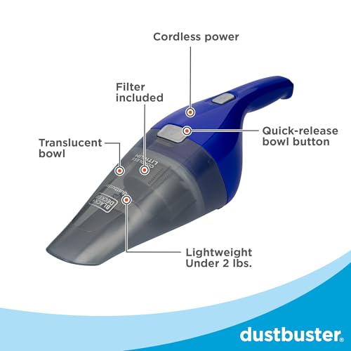 BLACK+DECKER DUSTBUSTER QuickClean Cordless Handheld Vacuum, Home and Car Vacuum with Charger (HNVC115J22)