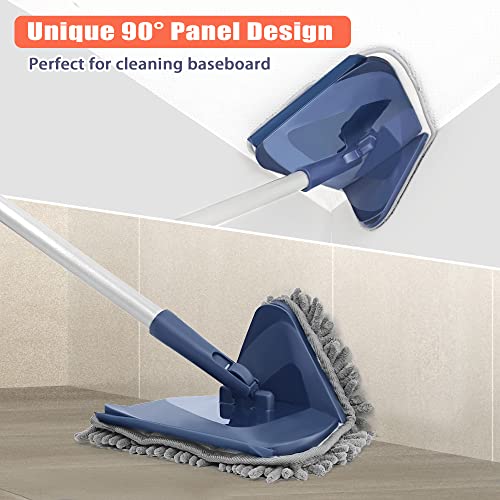 JEHONN Wall Cleaner Mop with Long Handle 82 Inches, 3-in-1 Ceiling Cleaning Tool Duster with 6 Replacement Microfiber Chenille Pads for Painted Walls, Window, Floor, Baseboard