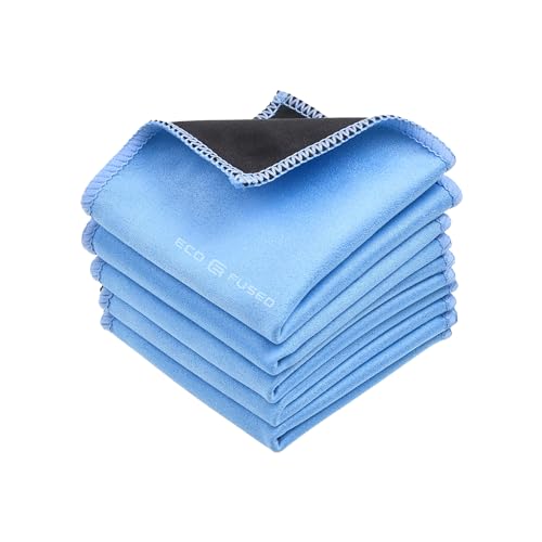 Eco-Fused Microfiber Cleaning Cloths - 5 Pack - Double-Sided Cleaning Cloths - Microfiber and Suede Cloth for Smartphones, LCD TV, Tablets, Laptop Screens, Camera Lenses and Delicate Surfaces
