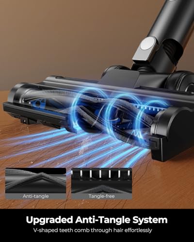 SVHT Cordless Vacuum Cleaner, 500W 45KPA 50Mins Stick Vacuum Cleaners for Home with LED Light, Self-Standing, Anti-Tangle Brush & 1.6L Dust Cup, Lightweight Vacuum for Pet Hair, Carpets, Hard Floors