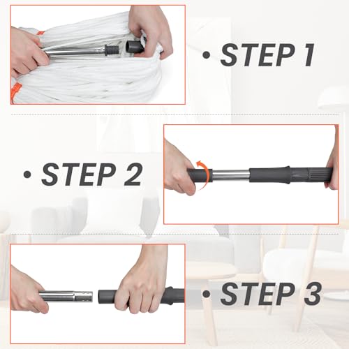 Self-Wringing Twist Floor Mops – 55” Long Handle Microfiber Mops for Hardwood Floor Cleaning, Heavy Duty Easy Squeeze Wet Mop for Tile Marble Wood Laminate