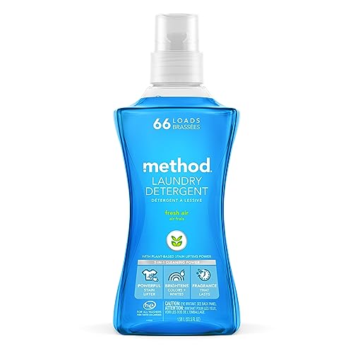 Method Liquid Laundry Detergent, Fresh Air, 66 Loads Per Bottle, Stain Remover, 53.5 Fl Oz (Pack of 1)