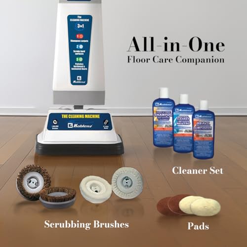 Koblenz Shampooer and Polisher Cleaning Machine, Floor Cleaner with 1100-rpm Motor, 5' Power Cord, 120-oz Tank, 2-Speed Settings, Scrubbing Brushes, Lambswool Pads, and Polishing Pads, P-820 B