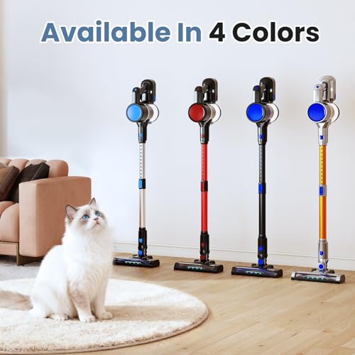 NEWBULIG Cordless Vacuum Cleaner, Lightweight Stick Vacuum for Home with Anti-Tangle and LED Lights, Powerful Rechargeable Wireless Cleaners for Hardwood Floors Carpet Pet Hair