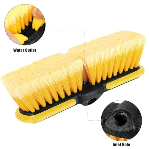 10 Inch Car Wash Brush Head, Scrub Brush Attachment for Long Handle Extension Pole,Outdoor Broom and Scrubbing Brush for Cleaning Window, Wall, House Floor, Deck, Patio, Car (10inch Brush-1Pack)