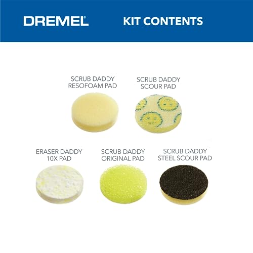 Dremel Versa 5-Pack Scrub Daddy Cleaning Sponge Pads, Variety Pack for Multi-Surface Cleaning, for use in Kitchen, Household and Bathroom - Compatible with Versa Power Scrubber Tool, PC360-5