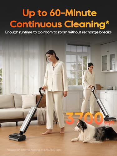 DREAME Aero Pro Wet Dry Vacuum Mop, Ultra-Slim with Hot Self-Cleaning/Self-Drying, 0 Hair Tangle Great for Pet Owner, Powerful Wet Dry Vacuum with 60min Runtime, Pick-up & Mop at The Same Time